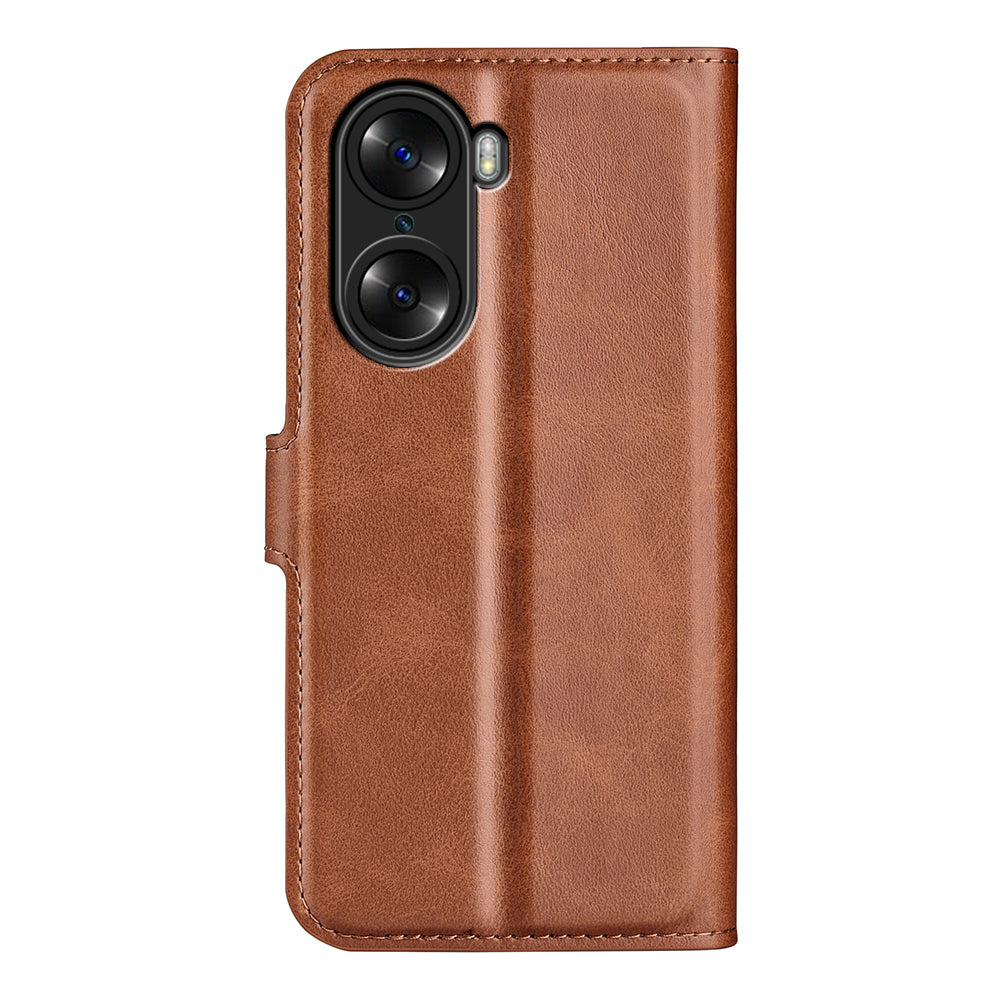 For Honor 60 Textured PU Leather TPU Interior Protective Case Stand Folio Flip Wallet Phone Cover