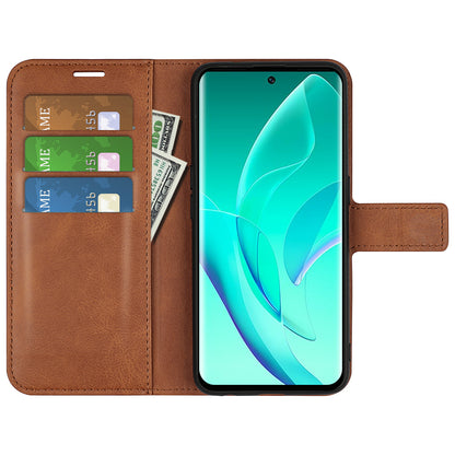 For Honor 60 Textured PU Leather TPU Interior Protective Case Stand Folio Flip Wallet Phone Cover