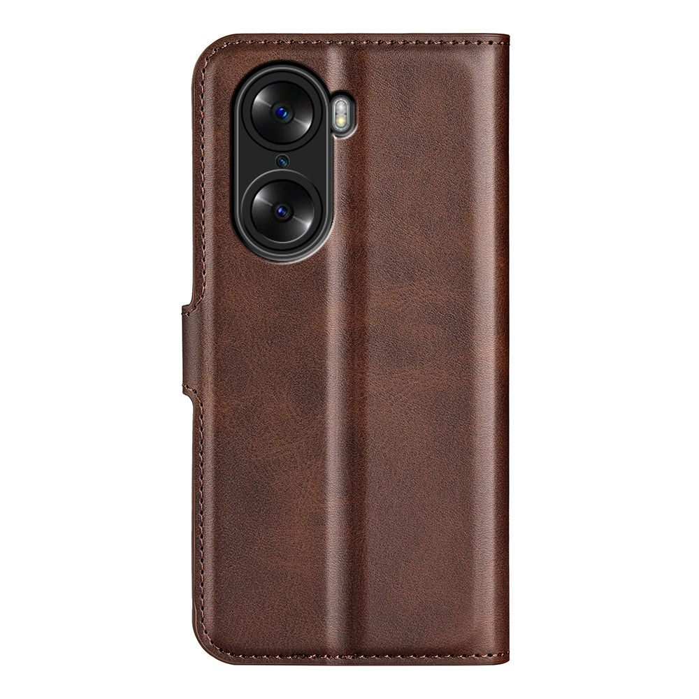 For Honor 60 Textured PU Leather TPU Interior Protective Case Stand Folio Flip Wallet Phone Cover