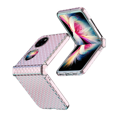 For Huawei P50 Pocket Laser Effect Transparent Hard PC Folding Phone Case with Hinge Design