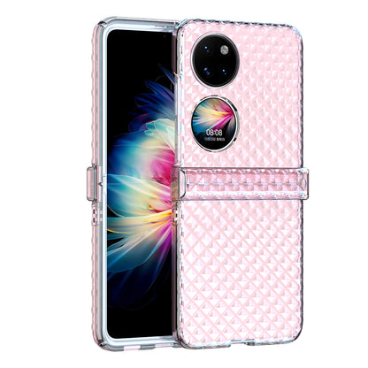 For Huawei P50 Pocket Laser Effect Transparent Hard PC Folding Phone Case with Hinge Design