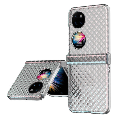 For Huawei P50 Pocket Laser Effect Transparent Hard PC Folding Phone Case with Hinge Design