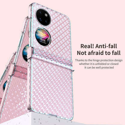 For Huawei P50 Pocket Laser Effect Transparent Hard PC Folding Phone Case with Hinge Design