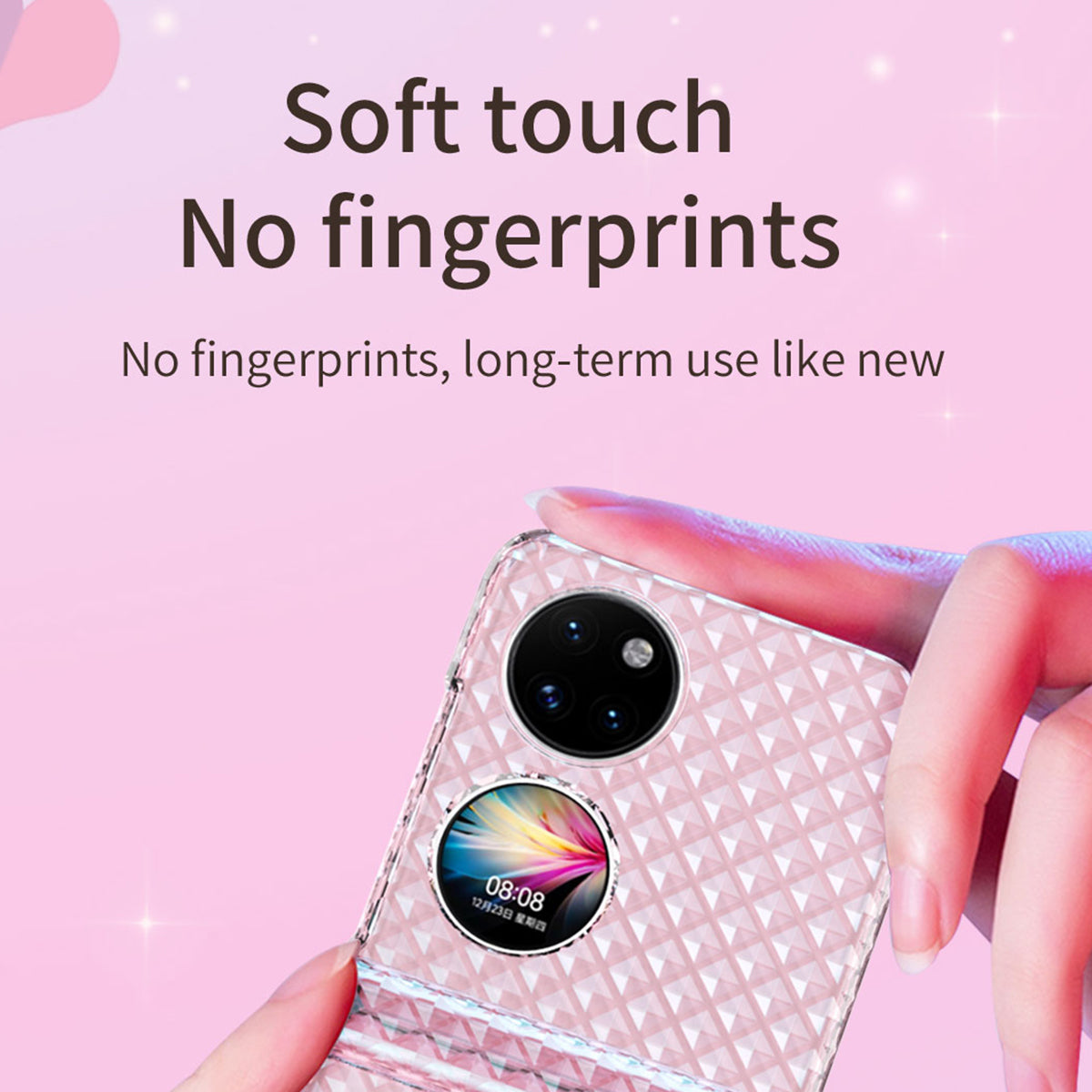 For Huawei P50 Pocket Laser Effect Transparent Hard PC Folding Phone Case with Hinge Design