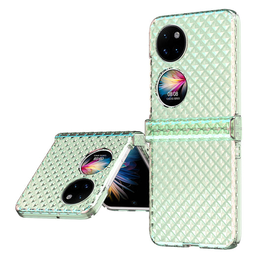 For Huawei P50 Pocket Laser Effect Transparent Hard PC Folding Phone Case with Hinge Design