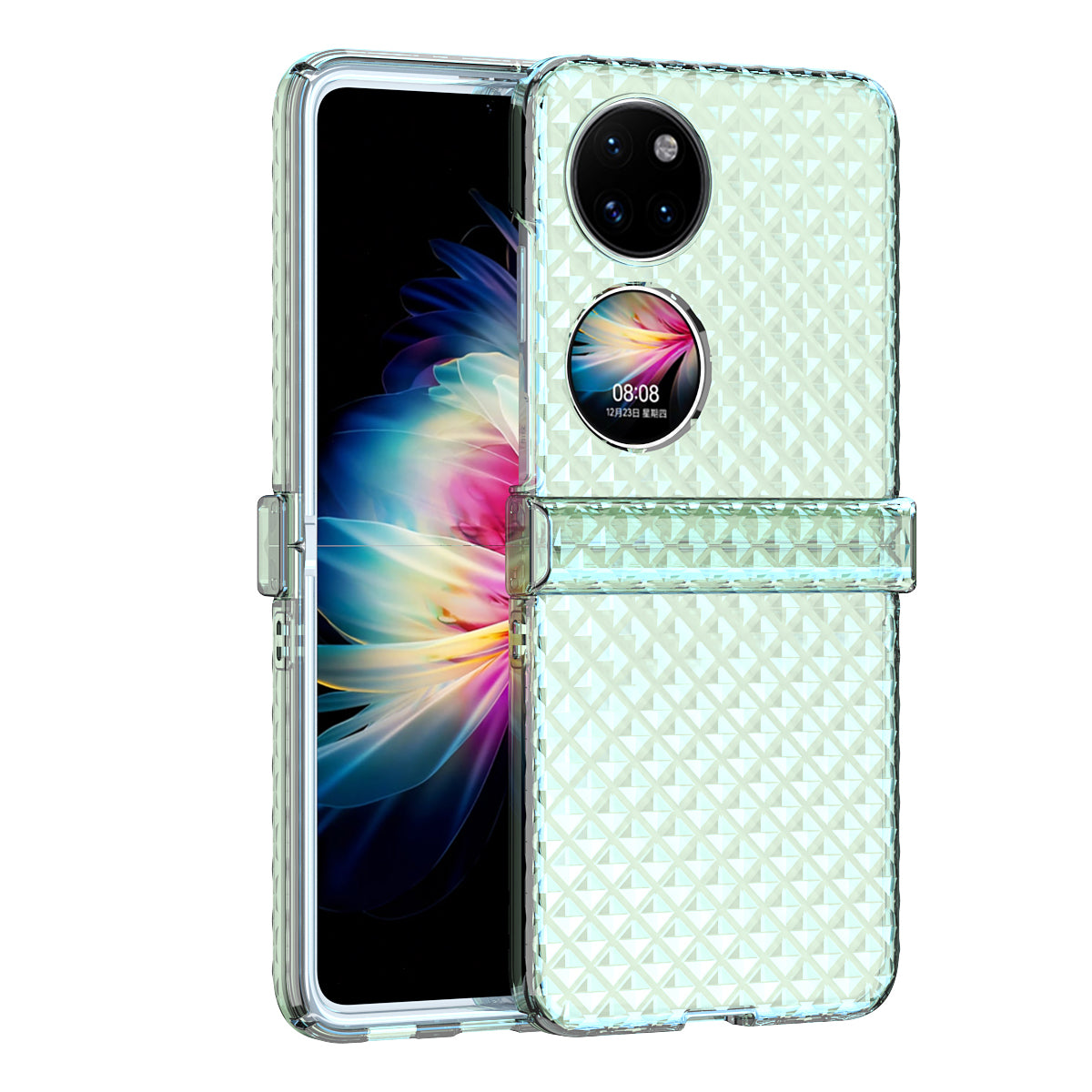 For Huawei P50 Pocket Laser Effect Transparent Hard PC Folding Phone Case with Hinge Design