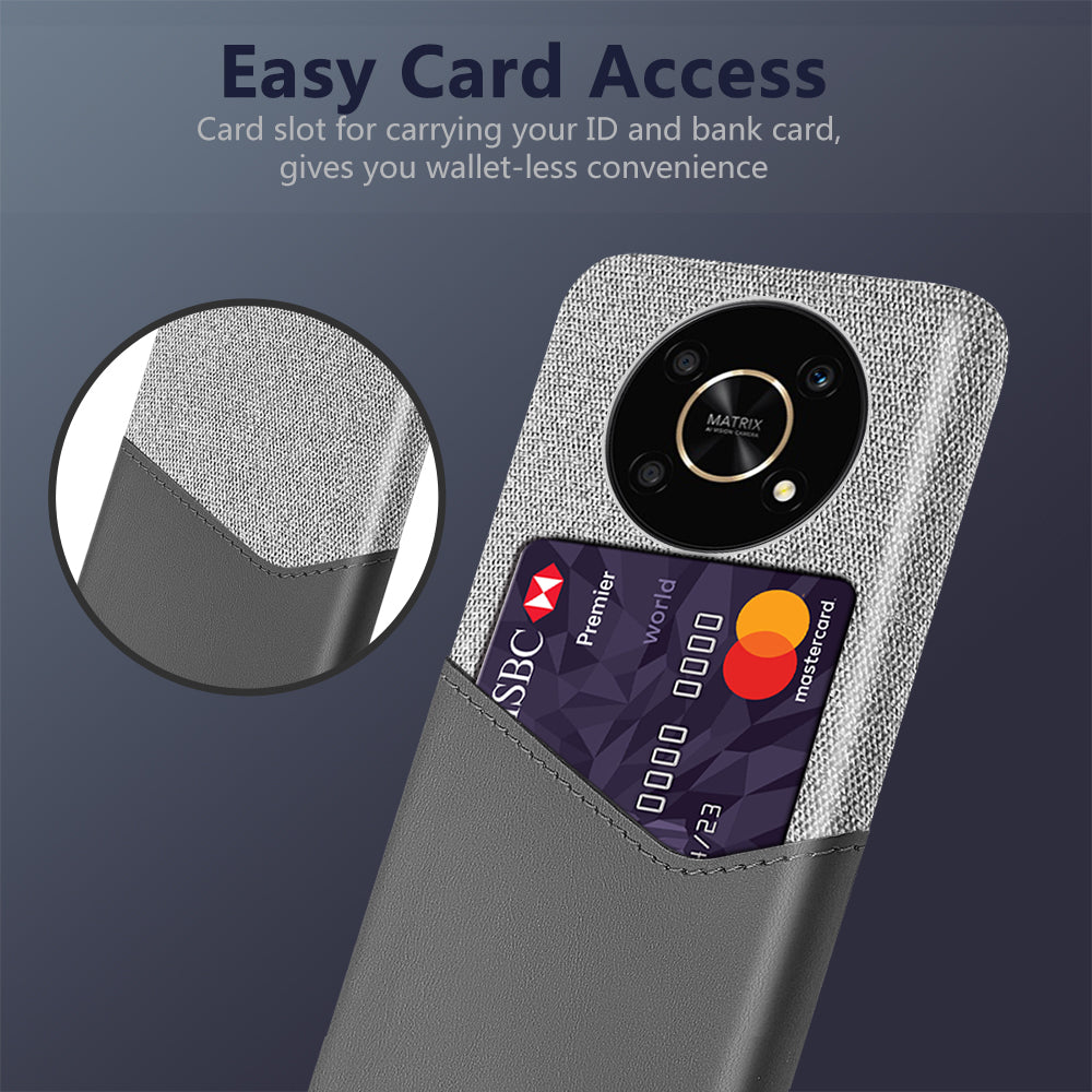 For Honor X30/X9 5G/Magic 4 Lite 5G Mobile Phone Protective Case Soft Cloth + PC + PU Leather Back Cover with Card Slot Holder