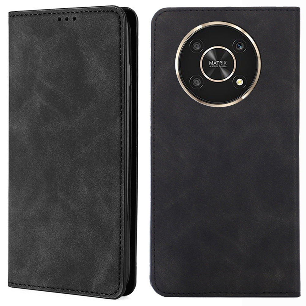 For Honor X30/X9 5G/Magic 4 Lite 5G Auto-absorbed Magnetic Shockproof Skin-touch Feeling Case PU Leather Stand Anti-scratch Mobile Phone Cover