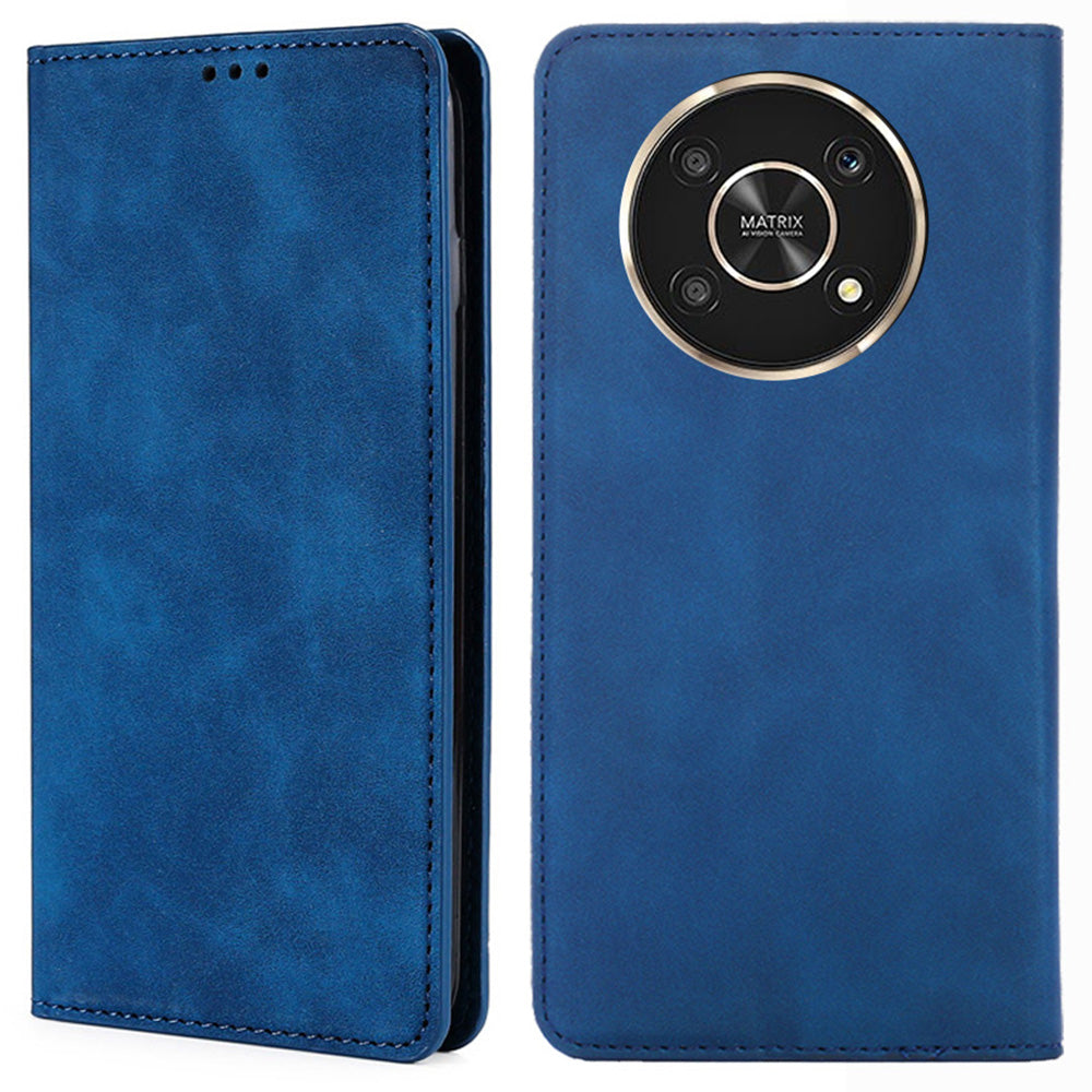 For Honor X30/X9 5G/Magic 4 Lite 5G Auto-absorbed Magnetic Shockproof Skin-touch Feeling Case PU Leather Stand Anti-scratch Mobile Phone Cover