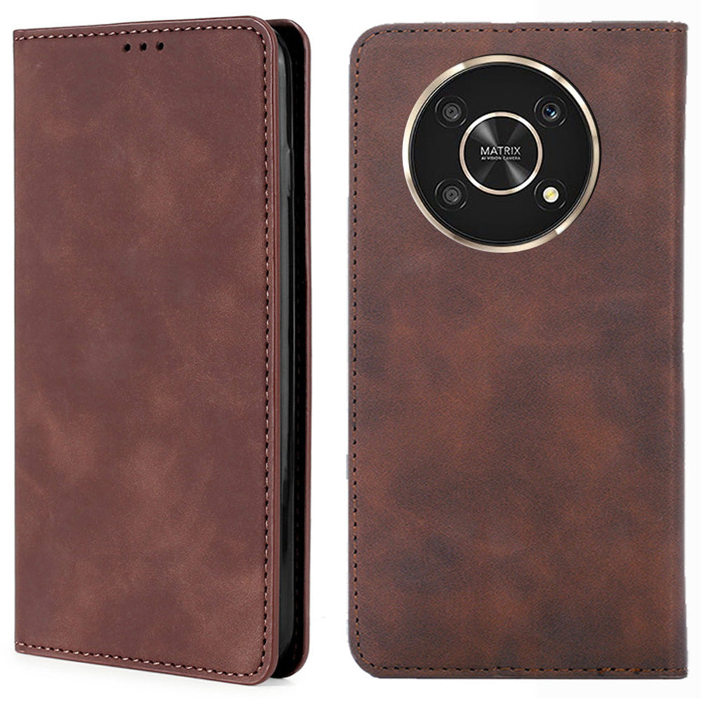 For Honor X30/X9 5G/Magic 4 Lite 5G Auto-absorbed Magnetic Shockproof Skin-touch Feeling Case PU Leather Stand Anti-scratch Mobile Phone Cover