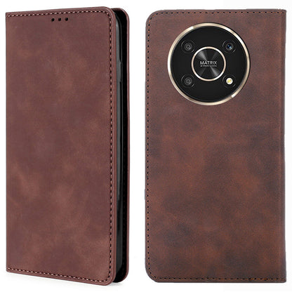 For Honor X30/X9 5G/Magic 4 Lite 5G Auto-absorbed Magnetic Shockproof Skin-touch Feeling Case PU Leather Stand Anti-scratch Mobile Phone Cover