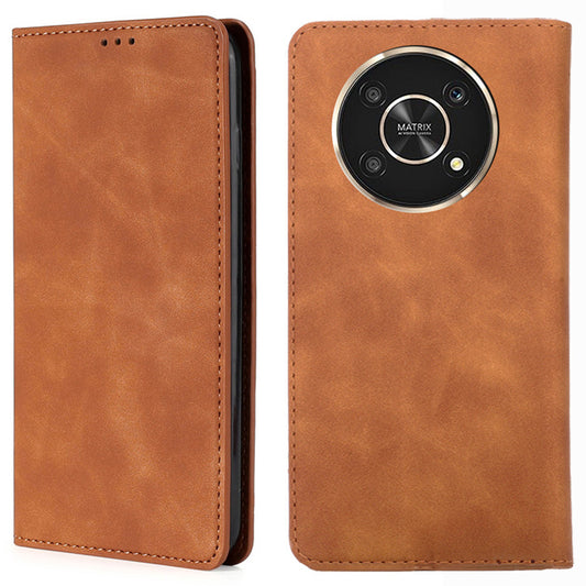 For Honor X30/X9 5G/Magic 4 Lite 5G Auto-absorbed Magnetic Shockproof Skin-touch Feeling Case PU Leather Stand Anti-scratch Mobile Phone Cover