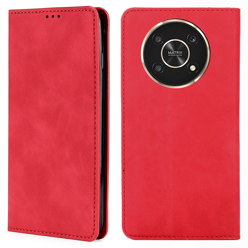 For Honor X30/X9 5G/Magic 4 Lite 5G Auto-absorbed Magnetic Shockproof Skin-touch Feeling Case PU Leather Stand Anti-scratch Mobile Phone Cover