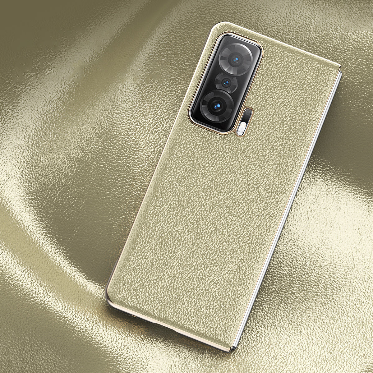 For Honor Magic V Electroplating Frame PU Leather Coated PC Cover Folding Phone Case