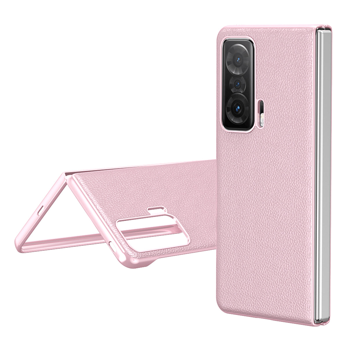 For Honor Magic V Electroplating Frame PU Leather Coated PC Cover Folding Phone Case