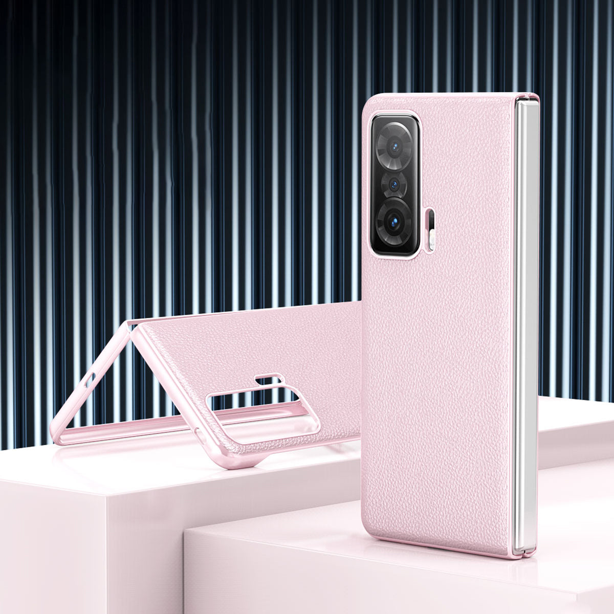 For Honor Magic V Electroplating Frame PU Leather Coated PC Cover Folding Phone Case
