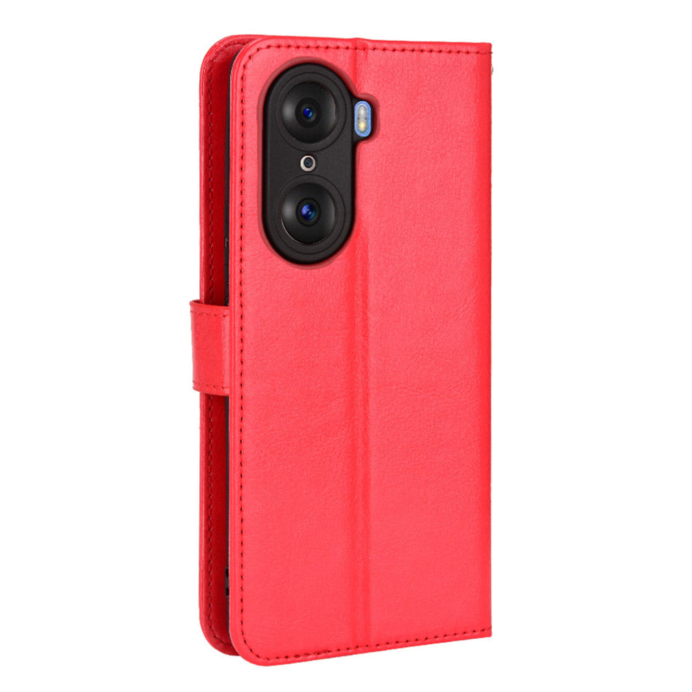 For Honor 60 Shockproof Crazy Horse Leather Phone Shell Wallet Stand Function Protector with Handy Strap