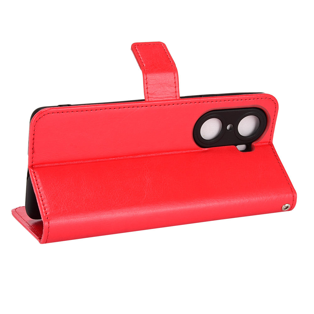 For Honor 60 Shockproof Crazy Horse Leather Phone Shell Wallet Stand Function Protector with Handy Strap