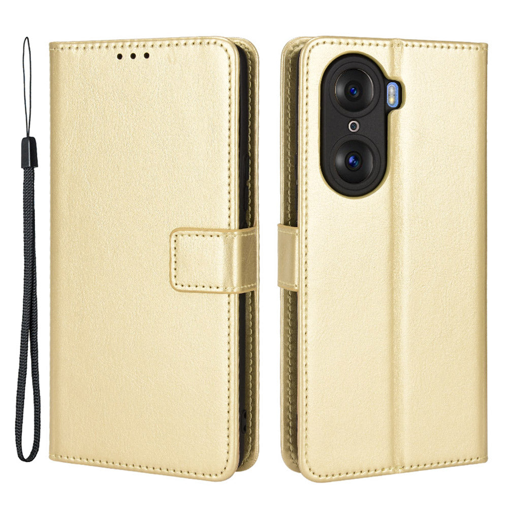 For Honor 60 Shockproof Crazy Horse Leather Phone Shell Wallet Stand Function Protector with Handy Strap