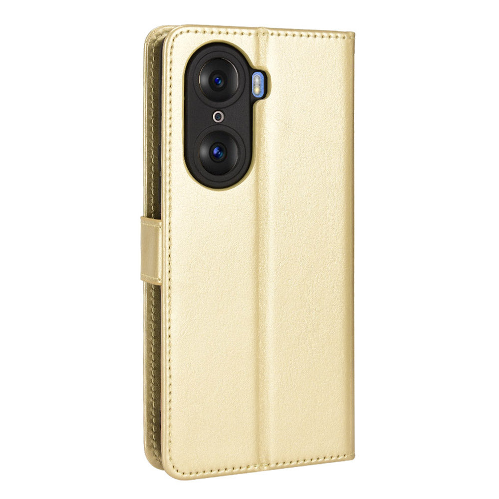 For Honor 60 Shockproof Crazy Horse Leather Phone Shell Wallet Stand Function Protector with Handy Strap