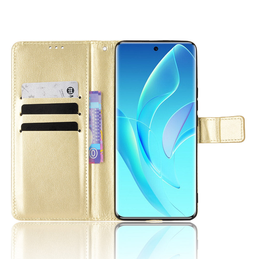 For Honor 60 Shockproof Crazy Horse Leather Phone Shell Wallet Stand Function Protector with Handy Strap