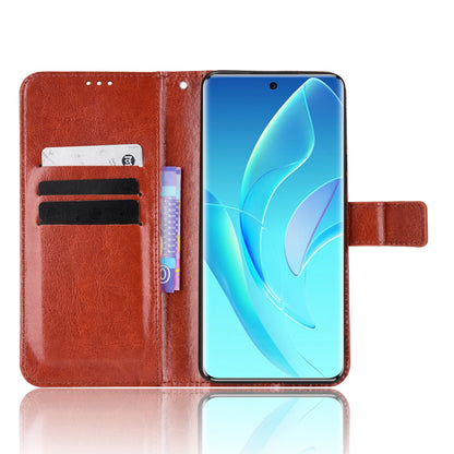 For Honor 60 Shockproof Crazy Horse Leather Phone Shell Wallet Stand Function Protector with Handy Strap