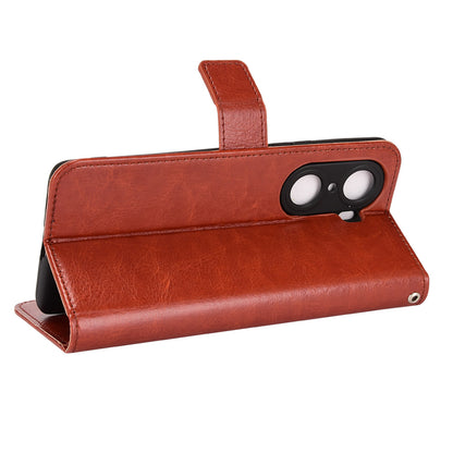For Honor 60 Shockproof Crazy Horse Leather Phone Shell Wallet Stand Function Protector with Handy Strap