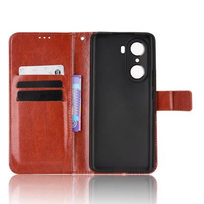 For Honor 60 Shockproof Crazy Horse Leather Phone Shell Wallet Stand Function Protector with Handy Strap