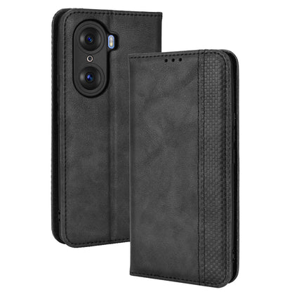 For Honor 60 PU Leather Wallet Vintage Cell Phone Case Mosaic Imprinted Shockproof Magnetic Anti-fall Cover