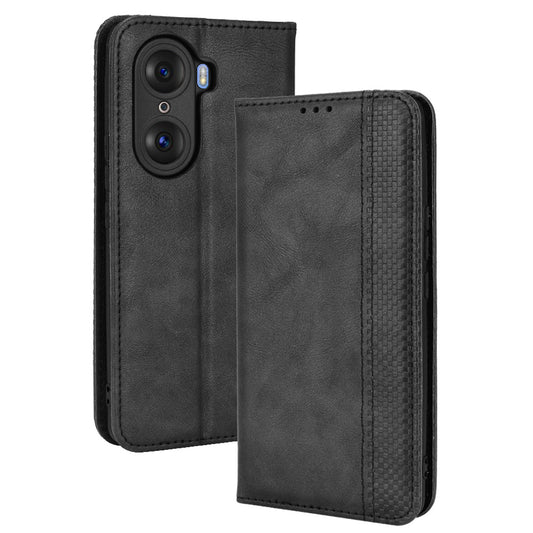 For Honor 60 PU Leather Wallet Vintage Cell Phone Case Mosaic Imprinted Shockproof Magnetic Anti-fall Cover
