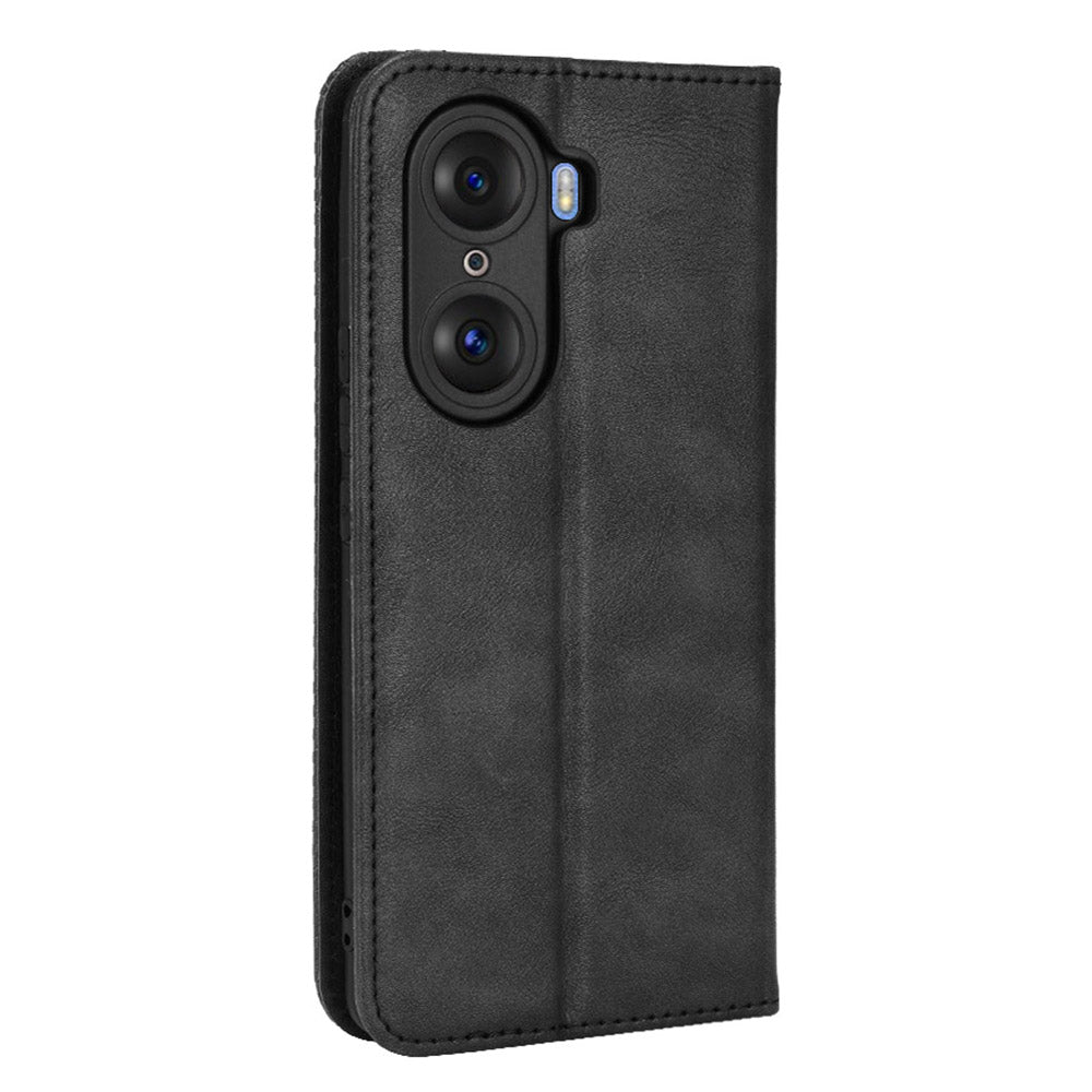 For Honor 60 PU Leather Wallet Vintage Cell Phone Case Mosaic Imprinted Shockproof Magnetic Anti-fall Cover