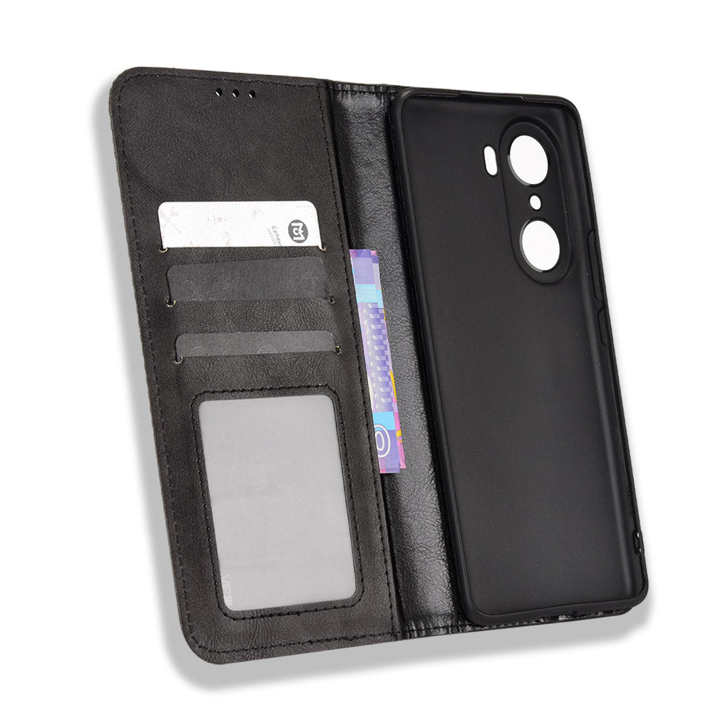 For Honor 60 PU Leather Wallet Vintage Cell Phone Case Mosaic Imprinted Shockproof Magnetic Anti-fall Cover