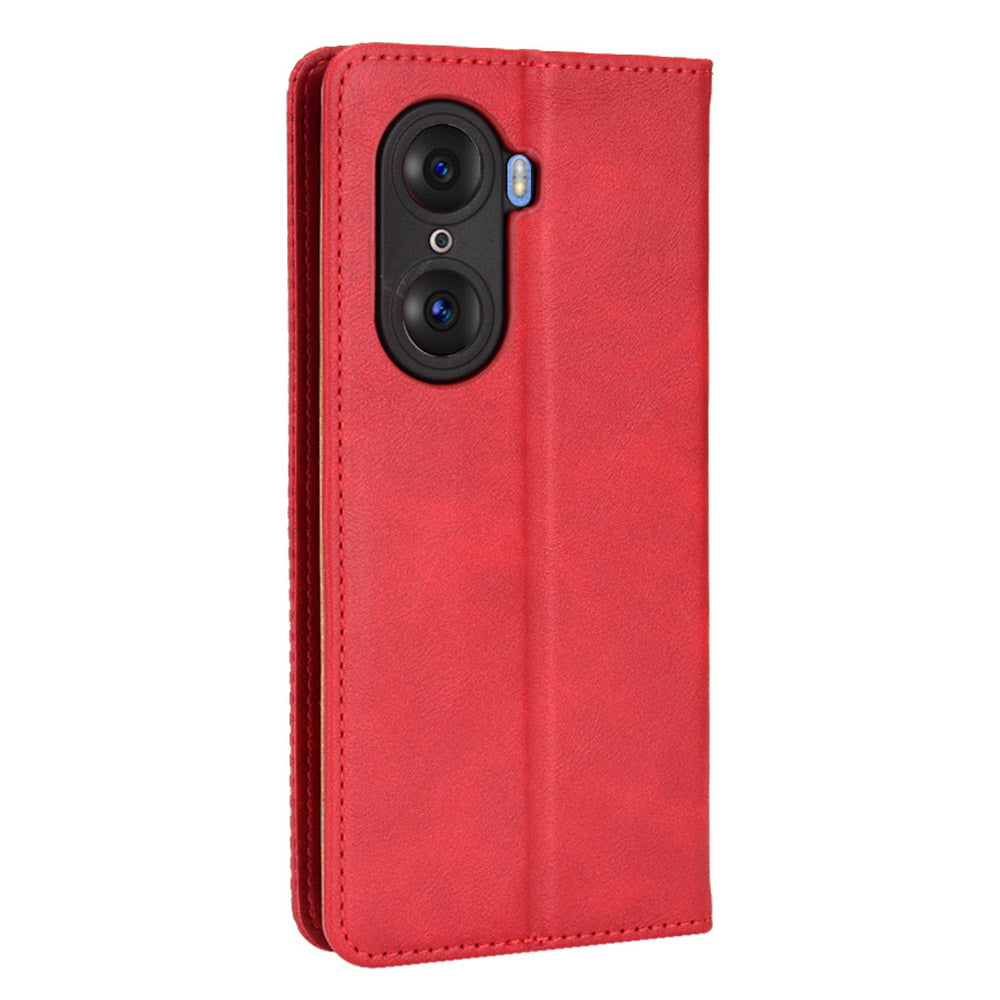 For Honor 60 PU Leather Wallet Vintage Cell Phone Case Mosaic Imprinted Shockproof Magnetic Anti-fall Cover