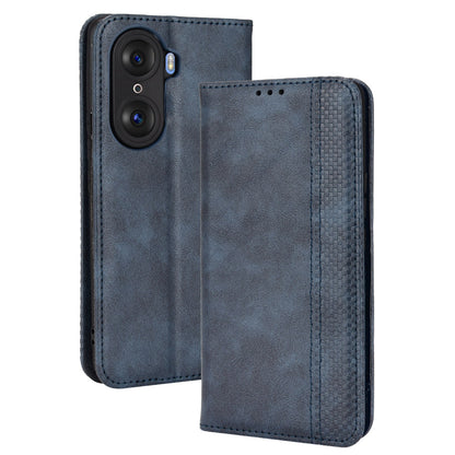 For Honor 60 PU Leather Wallet Vintage Cell Phone Case Mosaic Imprinted Shockproof Magnetic Anti-fall Cover