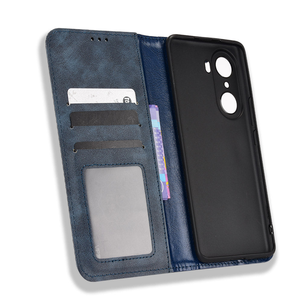 For Honor 60 PU Leather Wallet Vintage Cell Phone Case Mosaic Imprinted Shockproof Magnetic Anti-fall Cover