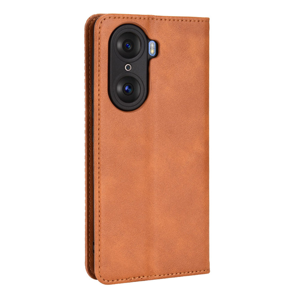 For Honor 60 PU Leather Wallet Vintage Cell Phone Case Mosaic Imprinted Shockproof Magnetic Anti-fall Cover