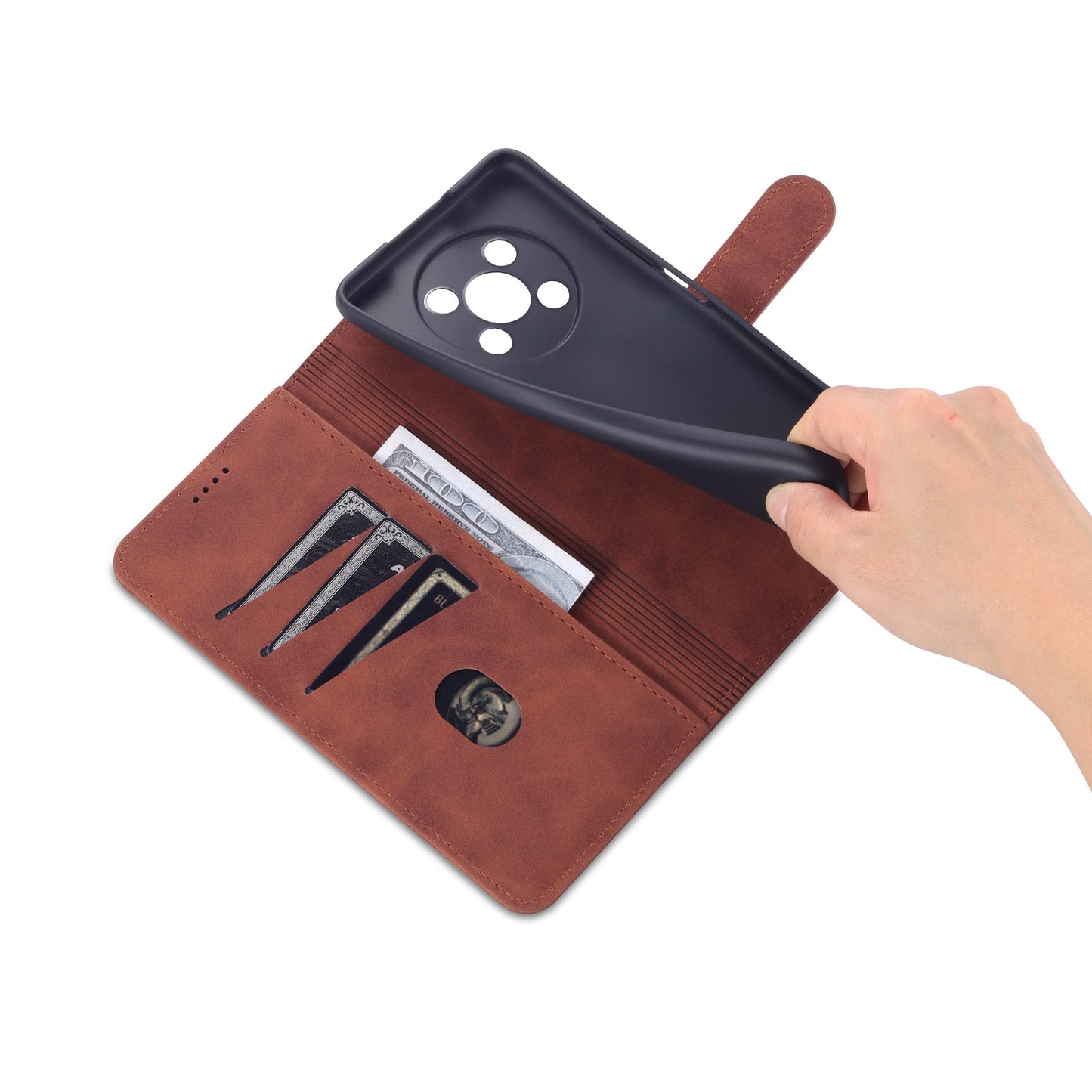 AZNS PU Leather Phone Case for Honor X30 / X9 5G / Magic 4 Lite 5G Supporting Stand Anti-dust Shockproof Phone Cover Wallet