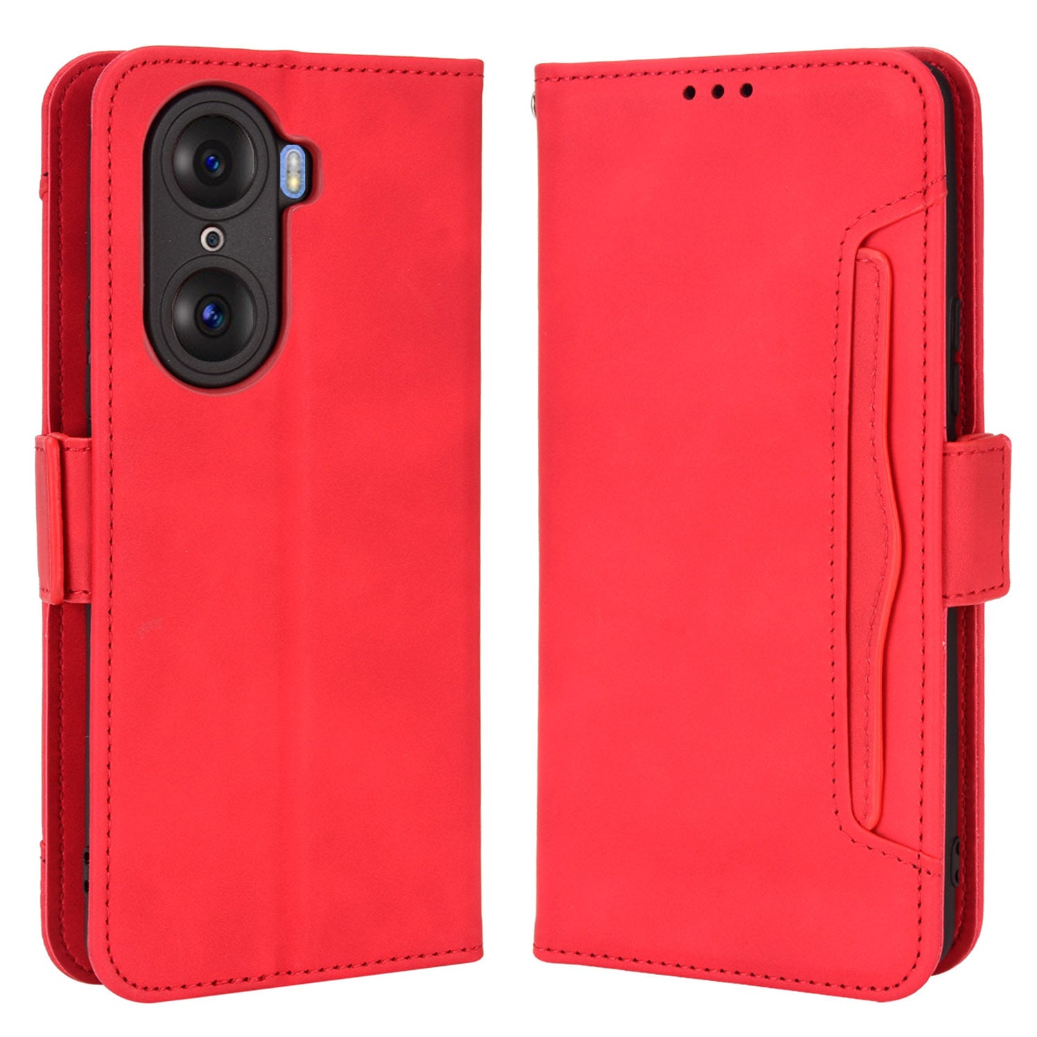For Honor 60 Multiple Card Slots Smartphone Case Wallet Stand PU Leather Magnetic Flip Phone Cover