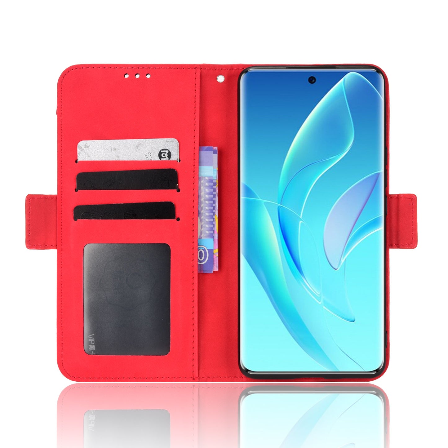 For Honor 60 Multiple Card Slots Smartphone Case Wallet Stand PU Leather Magnetic Flip Phone Cover