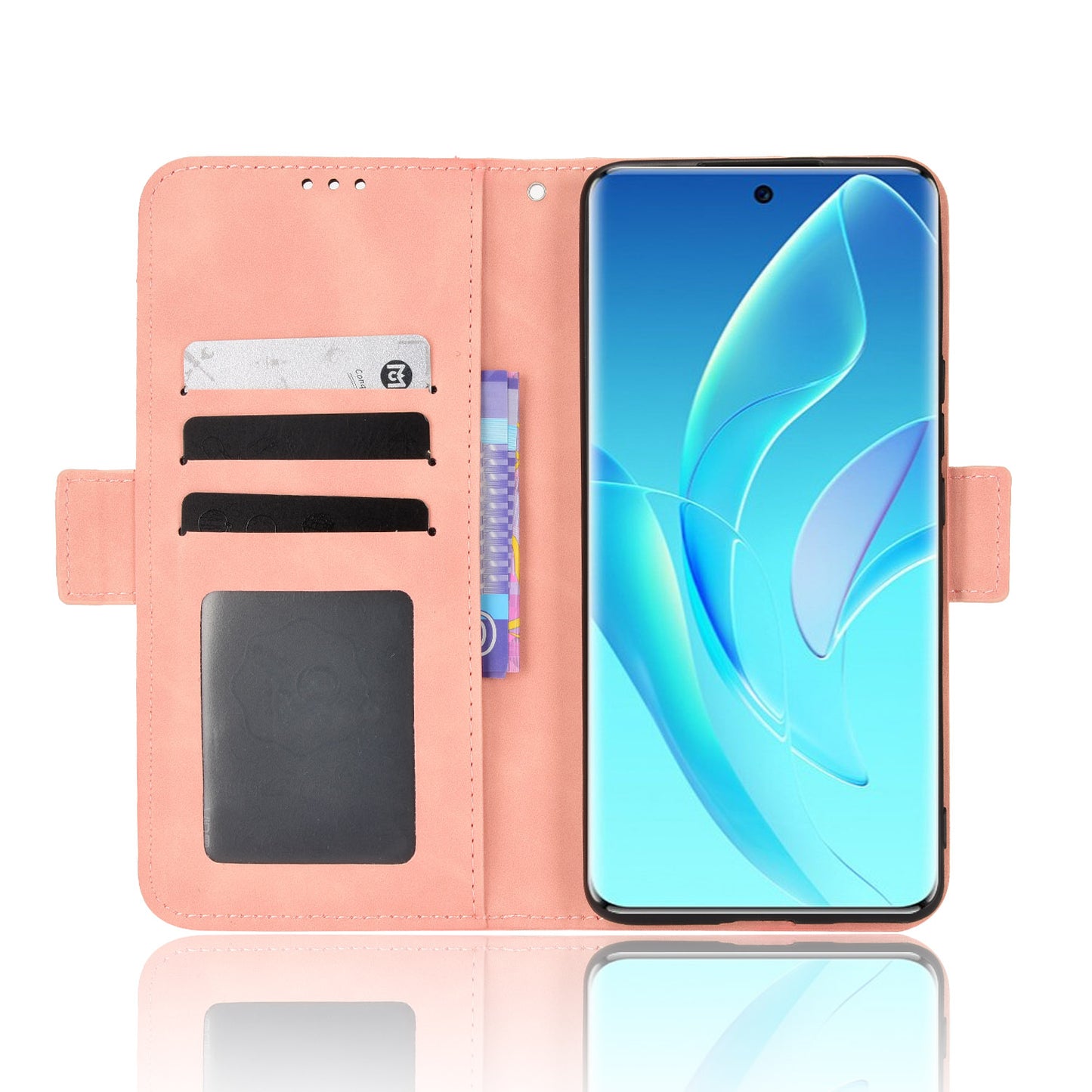 For Honor 60 Multiple Card Slots Smartphone Case Wallet Stand PU Leather Magnetic Flip Phone Cover