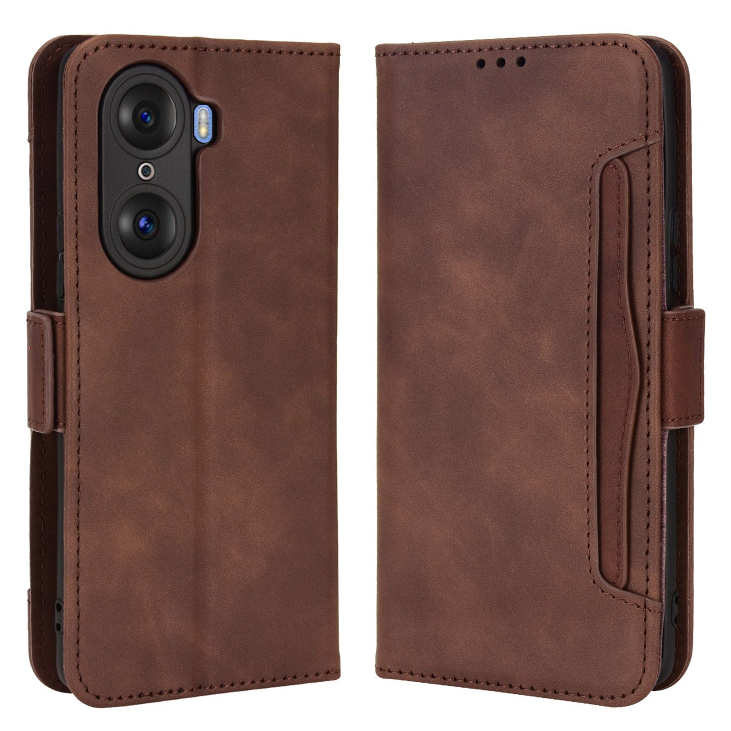 For Honor 60 Multiple Card Slots Smartphone Case Wallet Stand PU Leather Magnetic Flip Phone Cover