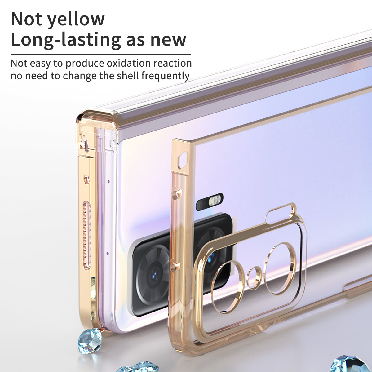 For Honor Magic V Detachable Hinge Design Anti-fall PC Phone Case Shockproof Electroplating Transparent Phone Shell