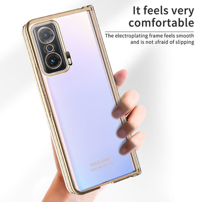 For Honor Magic V Detachable Hinge Design Anti-fall PC Phone Case Shockproof Electroplating Transparent Phone Shell