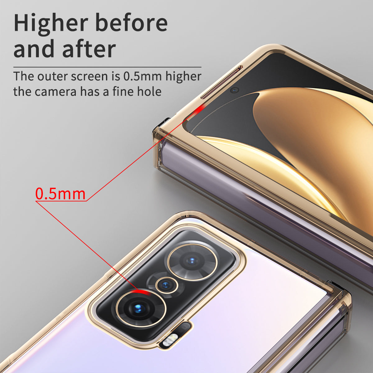 For Honor Magic V Detachable Hinge Design Anti-fall PC Phone Case Shockproof Electroplating Transparent Phone Shell