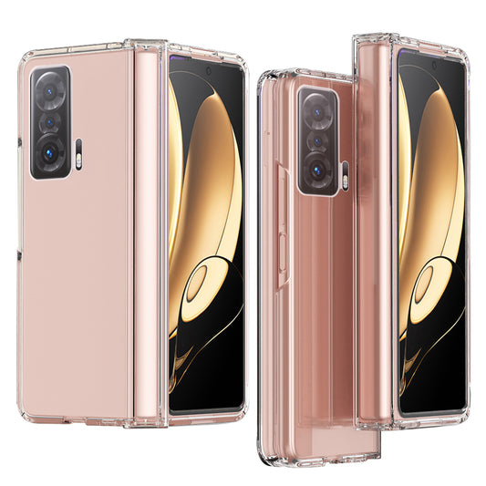 For Honor Magic V Detachable Hinge Design Anti-fall PC Phone Case Shockproof Electroplating Transparent Phone Shell