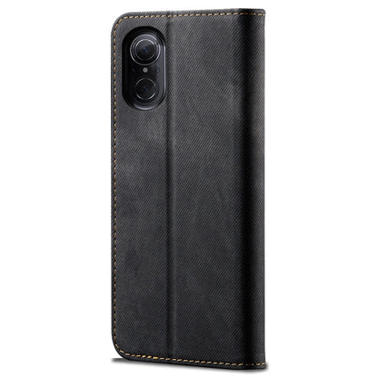 For Huawei nova 9 SE Magnetic Suction Jeans Cloth Texture Folio Case PU Leather Stand Wallet Flip Cover