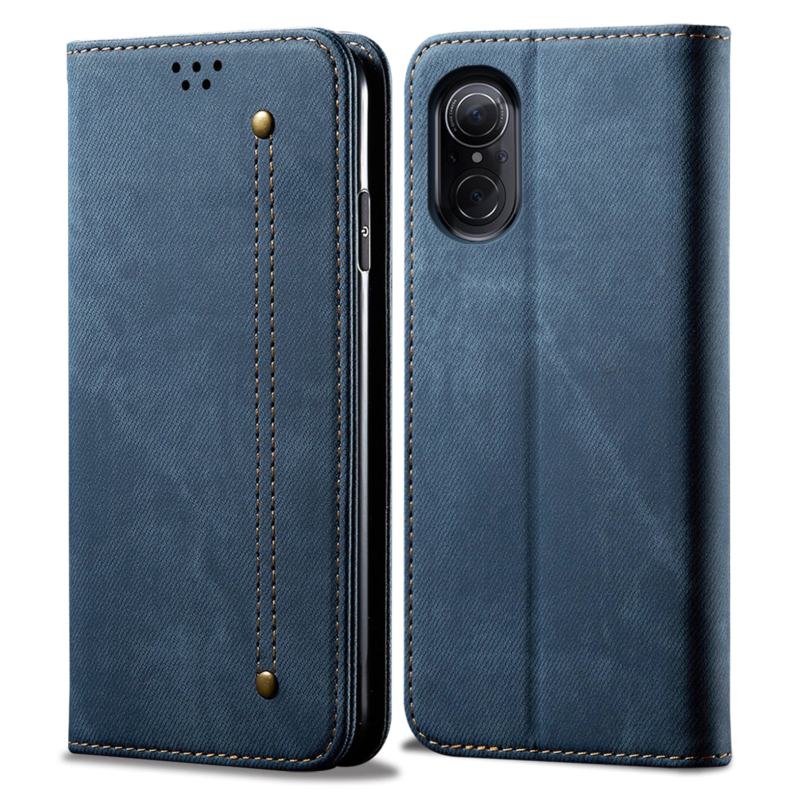 For Huawei nova 9 SE Magnetic Suction Jeans Cloth Texture Folio Case PU Leather Stand Wallet Flip Cover