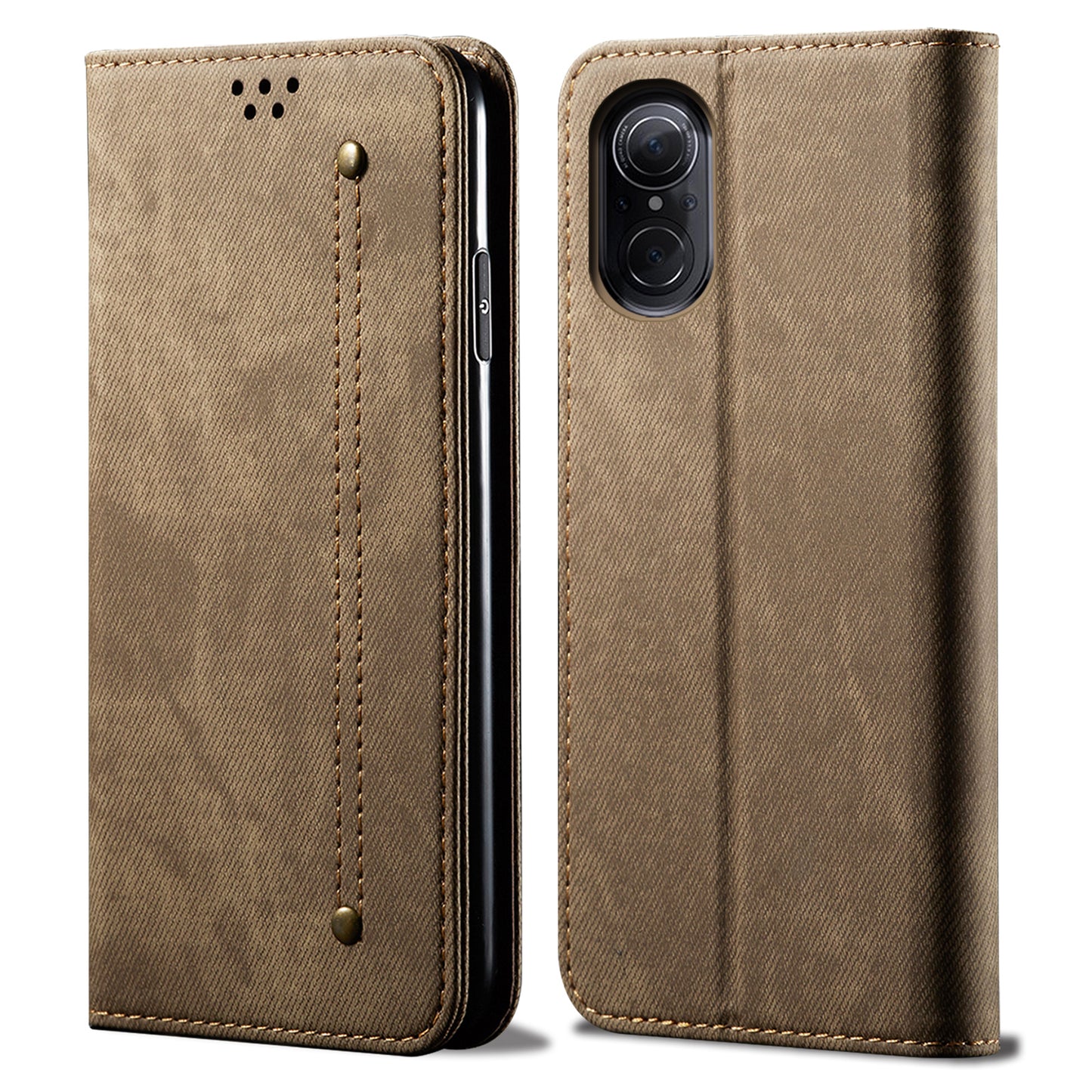 For Huawei nova 9 SE Magnetic Suction Jeans Cloth Texture Folio Case PU Leather Stand Wallet Flip Cover