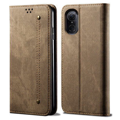 For Huawei nova 9 SE Magnetic Suction Jeans Cloth Texture Folio Case PU Leather Stand Wallet Flip Cover
