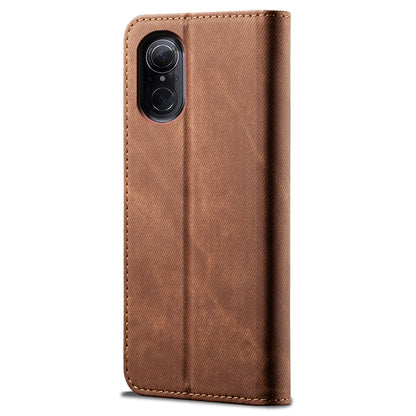 For Huawei nova 9 SE Magnetic Suction Jeans Cloth Texture Folio Case PU Leather Stand Wallet Flip Cover